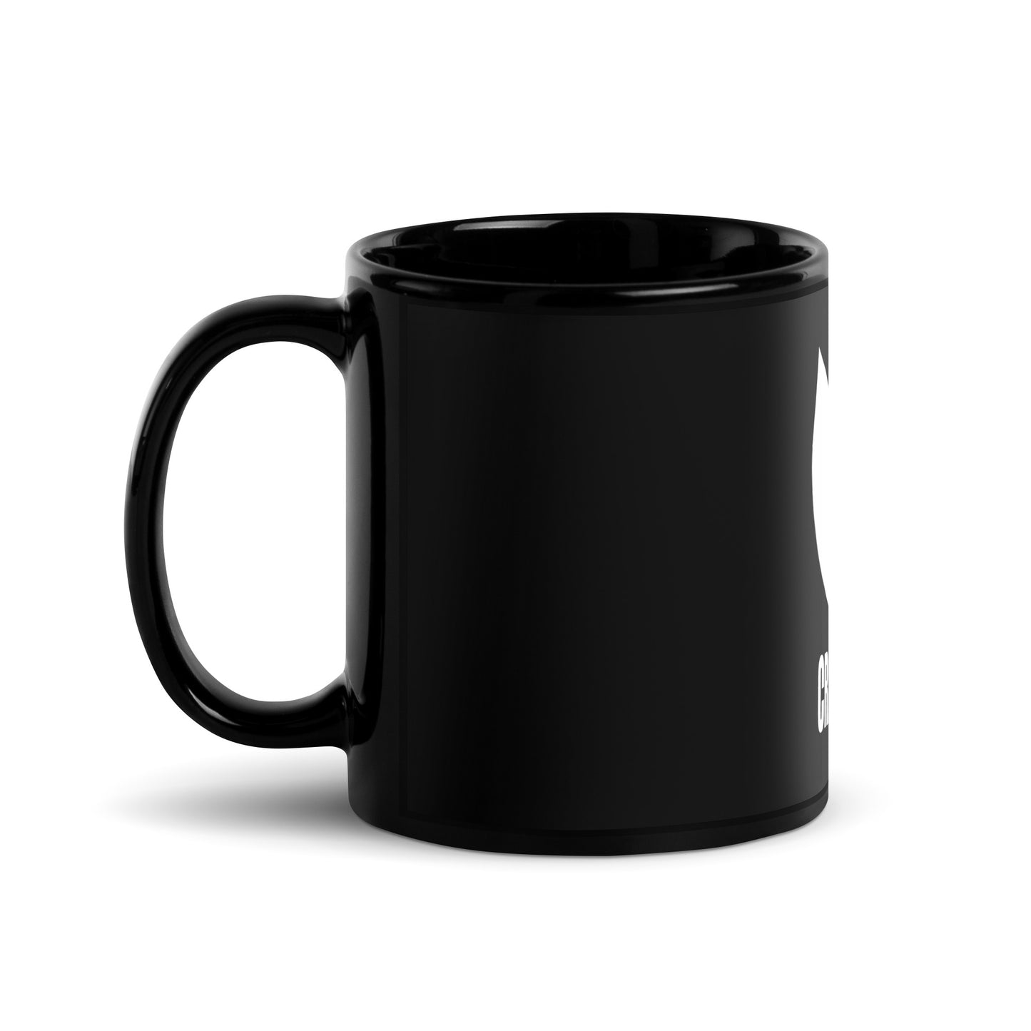 Black Glossy Crazy Cat Lad Mug